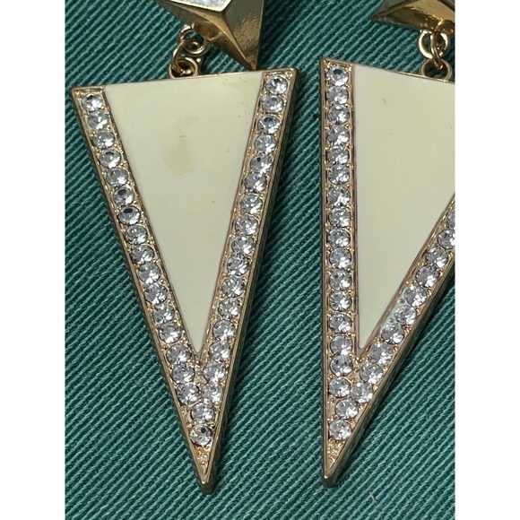 Vintage 🌸 1980s Triangle Dangle Earrings - Picture 2 of 4